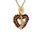 vintage Gold heart pendant with garnet and diamond 14 kt