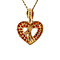 vintage Gold heart pendant with garnet and diamond 14 kt