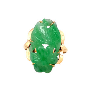 Gouden ring met jade 14 krt