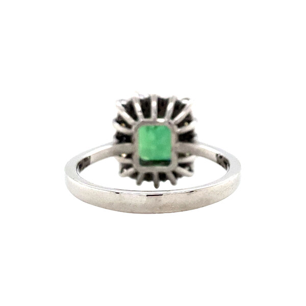 vintage Witgouden entourage ring met toermalijn en diamant 14 krt