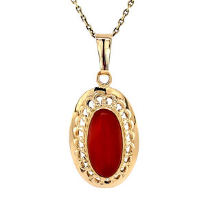 Gold pendant with blood coral 14 kt