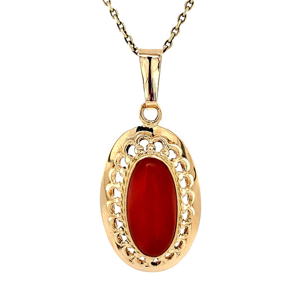 vintage Gold pendant with blood coral 14 kt