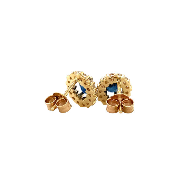 vintage Entourage oorstekers met natuurlijke saffier en diamant 12 krt