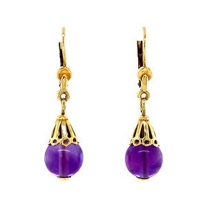 Gold earrings with amethyst 14 ct