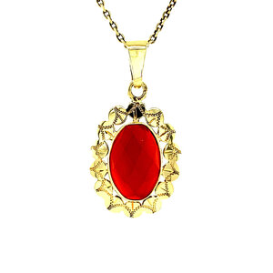 Gold pendant with carnelian 14 kt