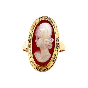 Gouden ring met camee 14 krt