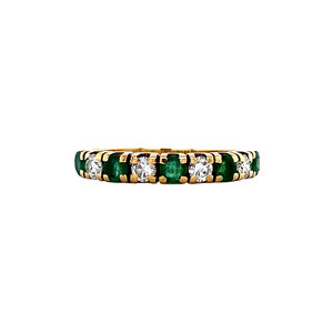 Gold ring with emerald and diamonds 14 krt