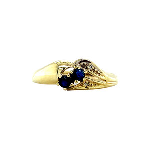 Gouden ring met saffier en diamant 14 krt