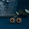 vintage Gold entourage ear studs with garnet 14 krt