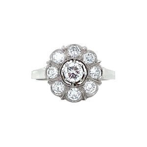 White gold entourage ring with diamonds