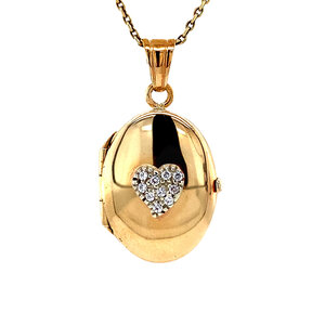 Locket heart with zirconia 9 krt