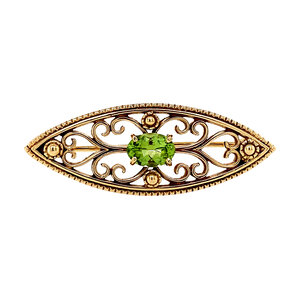 Brooch with peridote 9 krt