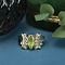 vintage Gold ring with peridot and diamond 14 kt