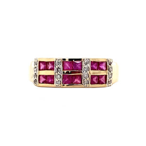 Ring met robijn en diamant 9 krt
