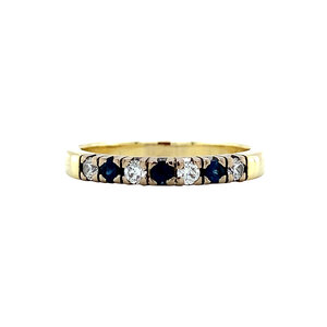 Gold ring with sapphire and diamond 14 krt