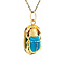 vintage Gouden scarabee hanger met blauwe kleursteen 18 krt