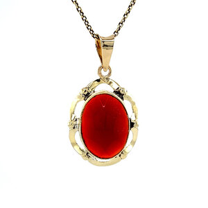 Gold pendant with carnelian 14 kt