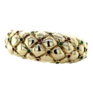 Bangle met robijn, saffier en smaragd 12 krt