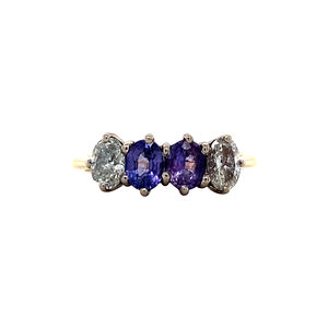 Gouden ring met saffier en diamant 18 krt