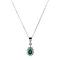 vintage Witgouden collier met smaragd en diamant hanger 18 krt