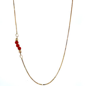 Gouden collier met bloedkoraal 14 krt