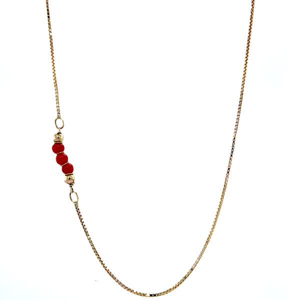 vintage Gouden collier met bloedkoraal 14 krt