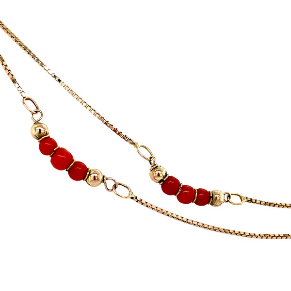 vintage Gouden collier met bloedkoraal 14 krt