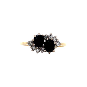 Gouden ring met saffier en diamant 18 krt