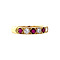 vintage Gold row ring with ruby and diamonds 18 krt