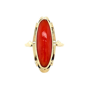 Golden ring with blood coral 14 kt