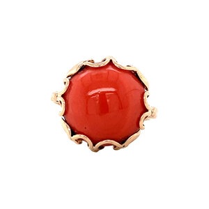 Gouden ring met bloedkoraal 14 krt
