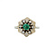 vintage White gold entourage ring with emerald and diamond 14 kt