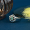 vintage White gold ring with emerald and diamonds 14 krt