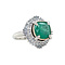 vintage Platinum ring with emerald and diamond 950/14 krt