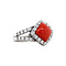 vintage White gold entourage ring with blood coral and diamond 18 kt