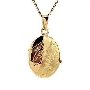 Gold locket with engraving 14 krt
