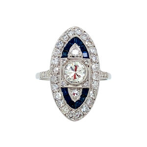 Platinum ring with sapphire and diamond 950