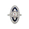 vintage Platina entourage ring met saffier en diamant 950