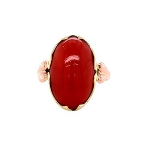 Gold ring with blood coral 14 kt
