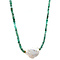 vintage Smaragd collier met parel en gouden sluiting 14 krt