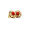 vintage Gouden oorstekers met bloedkoraal 14 krt