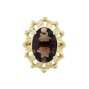 Gold ring with smoky quartz 14 kt