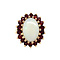 vintage Gouden entourage ring met opaal en granaat 14 krt