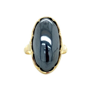 Gouden ring met hematiet 14 krt