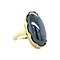vintage Gouden ring met hematiet 14 krt