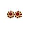 vintage Gold entourage stud earrings with blood coral 14 carat