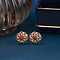 vintage Gold entourage stud earrings with blood coral 14 carat