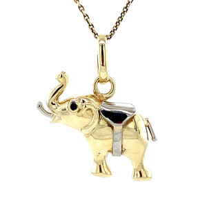 Gold elephant pendant with sapphire 14 carat