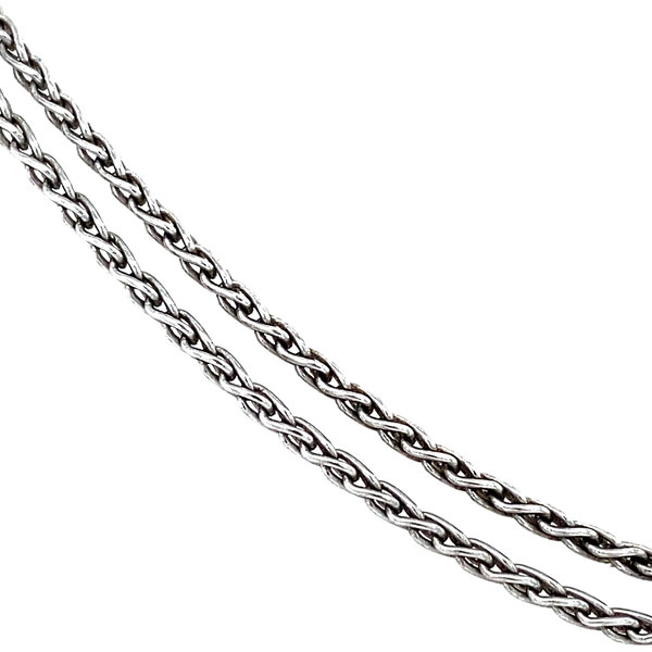 vintage Witgouden collier met hanger met bloedkoraal en diamant 18 krt