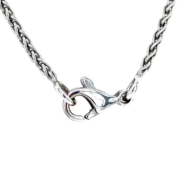 vintage Witgouden collier met hanger met bloedkoraal en diamant 18 krt